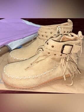 Boho Tassel Ankle Fringe Boots size 37